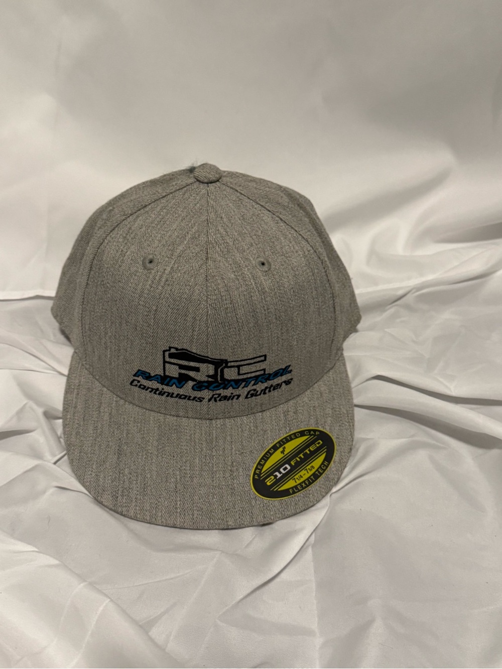 Gray Fitted Hat with Blue Logo